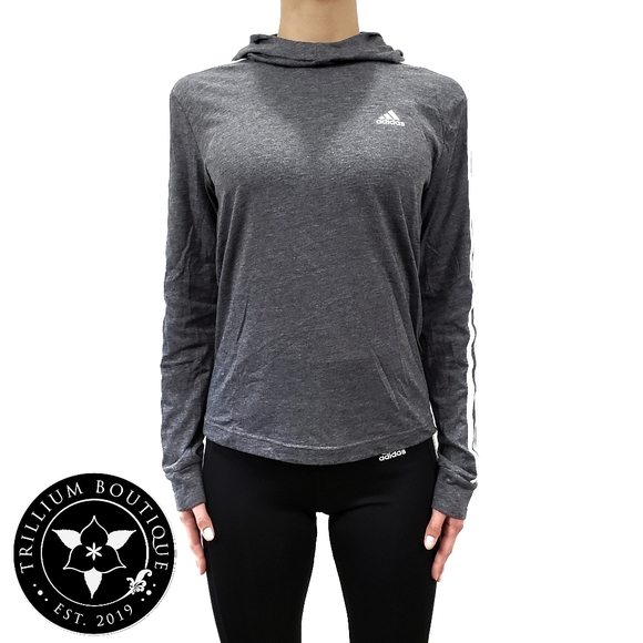 Adidas Climalite Women's Jersey Hoodie Heather Black XS NWT - Picture 2 of 5